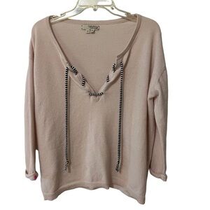 LABEL + Thread 100% Cashmere Henley Style Tie Sweater M Relaxed slouchy boxy